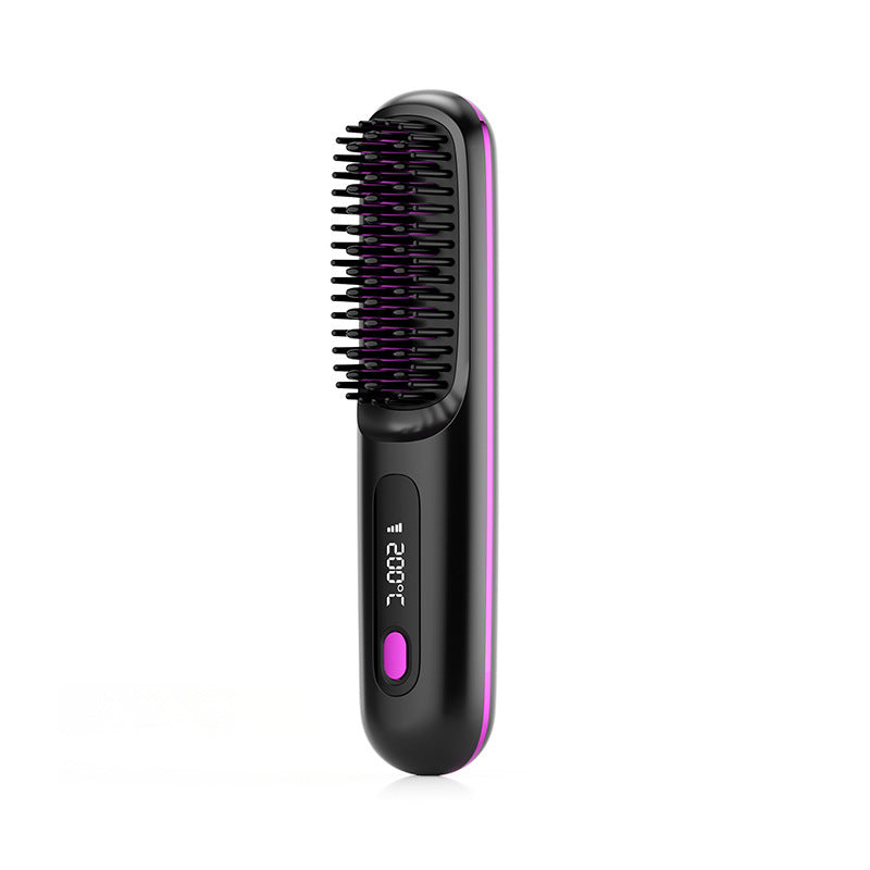 2 In 1 Straight Hair Comb Wireless Hair Straightener Brush Hair Fast Heating Portable Hot Curler USB Charging d5223caf-1ec3-440c-b561-bfd73958823a