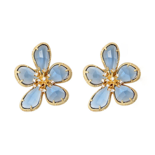 Women's European And American Exaggerated Crystal Flower Earrings - NOMAN STORE LLC