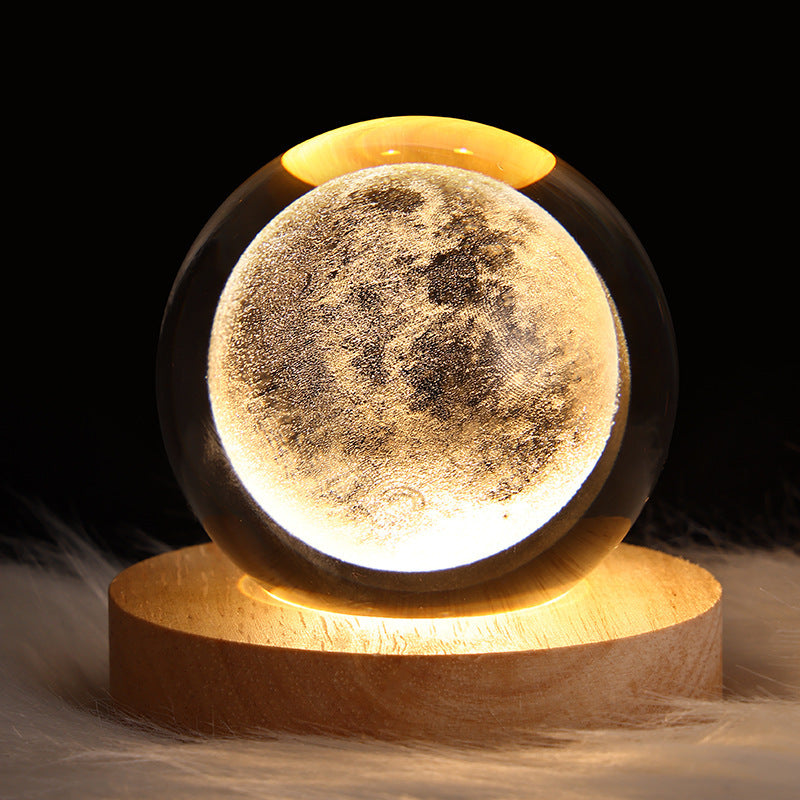 Luminous Starry Sky And Planets Moon Moon Crystal Ball Small Night Lamp Projection Ambience Light Creative Gift New Strange Gift - NOMAN STORE LLC
