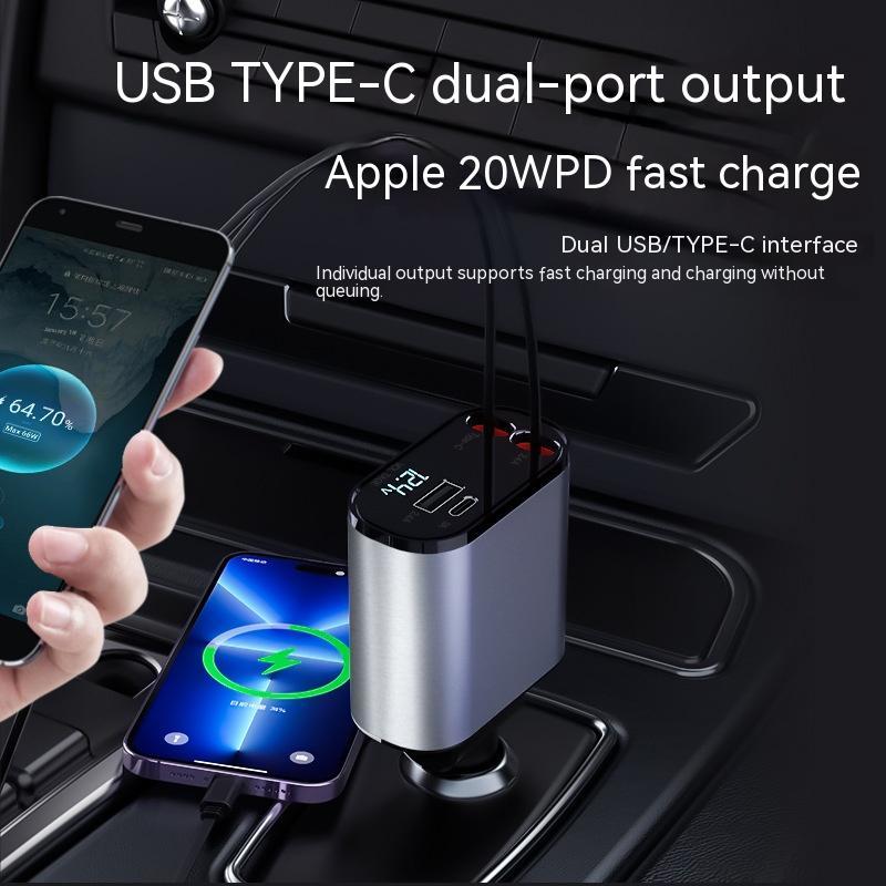 Metal Car Charger 100W Super Fast Charging Car Cigarette Lighter USB And TYPE-C Adapter - NOMAN STORE LLC