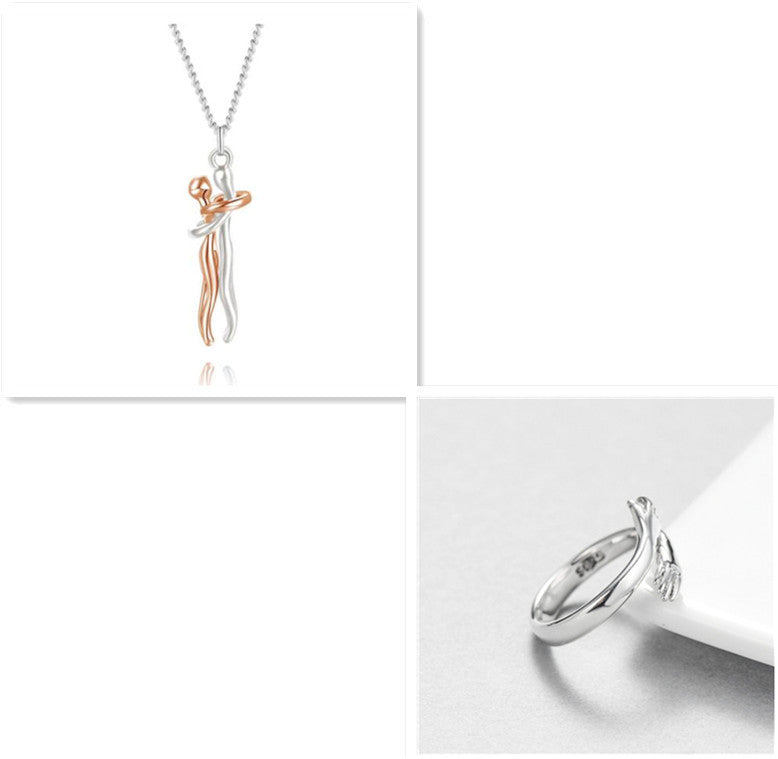 Love Hug Necklace Unisex Men Women Couple Jewelry Simple Temperament Clavicle Chain Valentines Day Lover Gift df41e4f3-5bbe-4998-9cf6-d7002b9cad20
