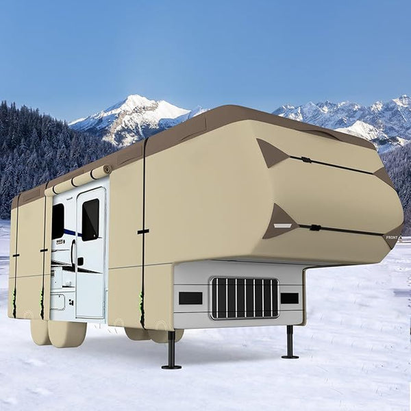 5th Wheel RV Cover Waterproof Camper Cover With 4 Trailer Tire Covers, Tongue Jack Cover, Gutter Cover And Extra Windproof Ropes, 7 Layers Top 3 Layers Side e2aef17d-76de-48c5-97a2-b84a32b6a466