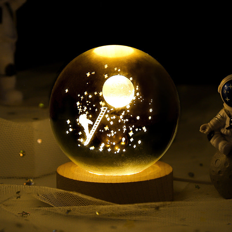Luminous Starry Sky And Planets Moon Moon Crystal Ball Small Night Lamp Projection Ambience Light Creative Gift New Strange Gift - NOMAN STORE LLC