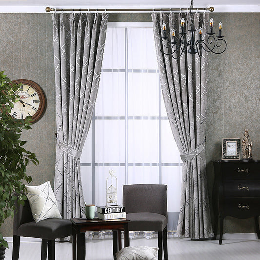 Solid Color Simple Modern Light Luxury Living Room Chenille Blackout Curtains - NOMAN STORE LLC