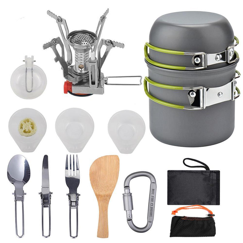 Camping Cookware Kit Outdoor Cooking Set Aluminum Equipment Outdoor Pot Travel Tableware Kitchen Hiking Picnic BBQ e72cc1fc-133b-4b44-b94c-6c18fd280d40