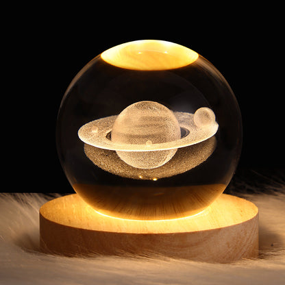 Luminous Starry Sky And Planets Moon Moon Crystal Ball Small Night Lamp Projection Ambience Light Creative Gift New Strange Gift - NOMAN STORE LLC