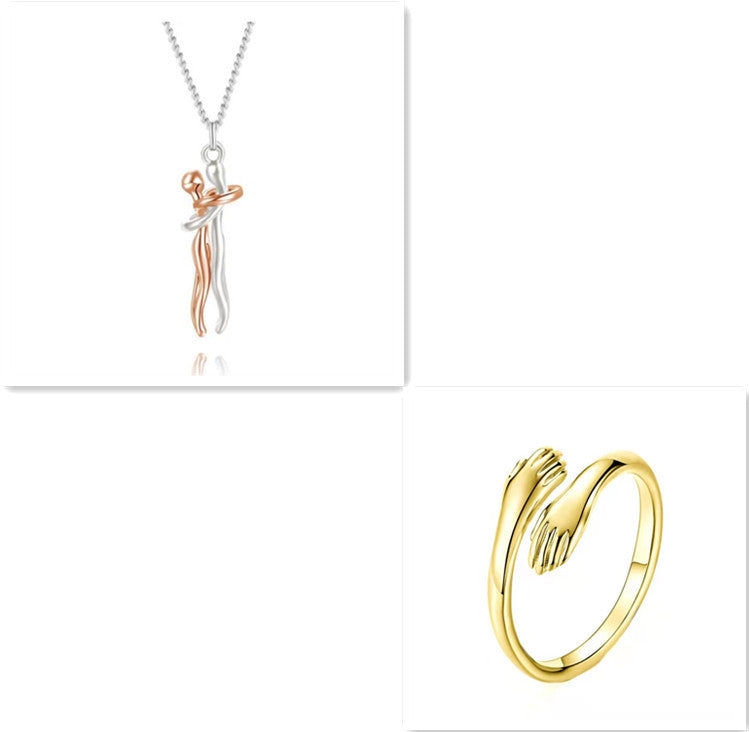 Love Hug Necklace Unisex Men Women Couple Jewelry Simple Temperament Clavicle Chain Valentines Day Lover Gift e7ee9397-7ce0-4590-b6c6-1ca80b1aa21b