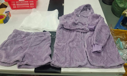 3pcs Womens Clothing Long Sleeve Crop Tank Top And Drawstring Shorts Pajama Set - NOMAN STORE LLC