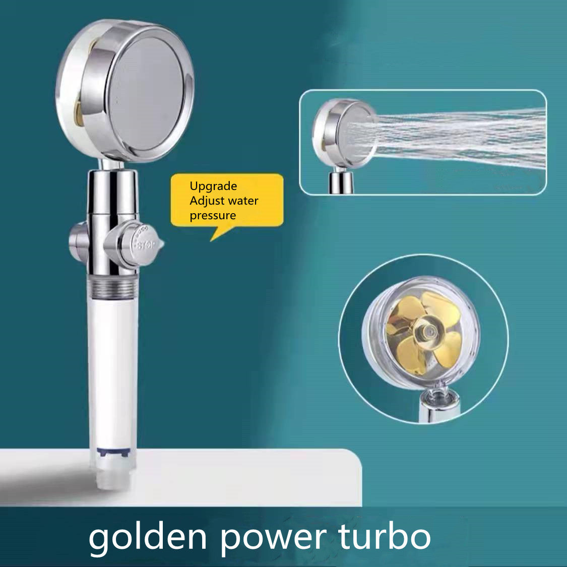 Shower Head Water Saving Flow 360 Degrees Rotating With Small Fan ABS Rain High Pressure Spray Nozzle Bathroom Accessories - NOMAN STORE LLC