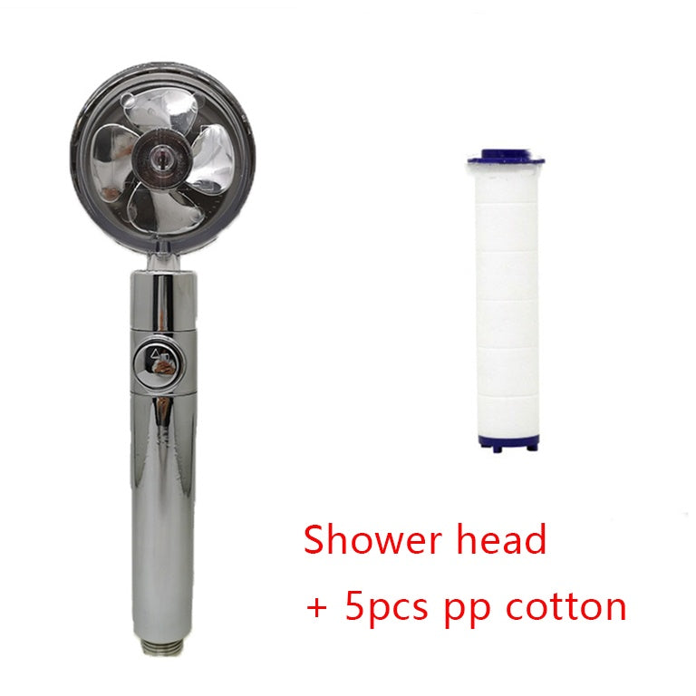 Shower Head Water Saving Flow 360 Degrees Rotating With Small Fan ABS Rain High Pressure Spray Nozzle Bathroom Accessories ee6ad923-2b7b-4712-b40a-56ca865e559c