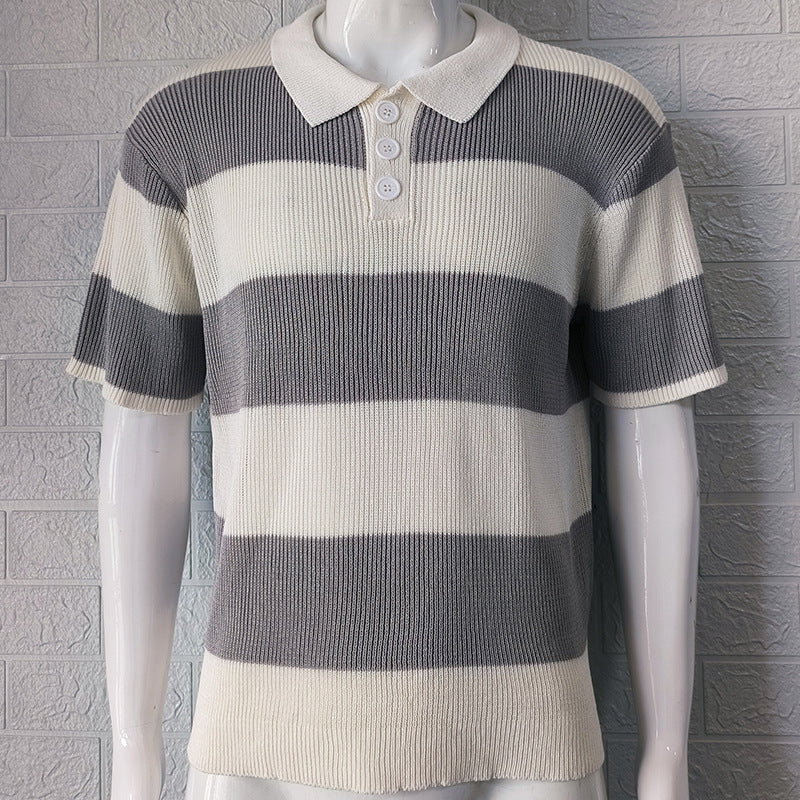 Mens Clothing Summer Fashion Lapel Sweater Short Sleeve Men Clothing Men Wears - NOMAN STORE LLC