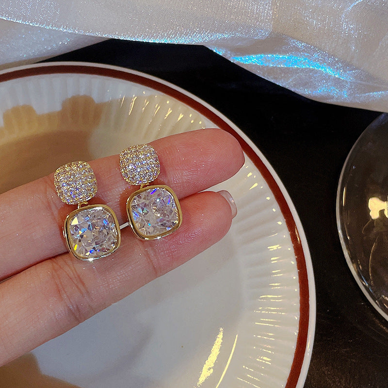 Simple Square Zircon Stud Earrings Ins Light Luxury High-end Women's New All-matching efe92b4a-0e28-435f-afd0-4e4a4809b6a6