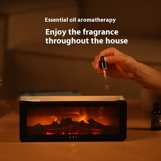 New Flame Aromatherapy Machine Colorful Essential Oil Diffuser Home Large Fog Volume Flame Humidifier 3D Flame Fireplace Machine - NOMAN STORE LLC