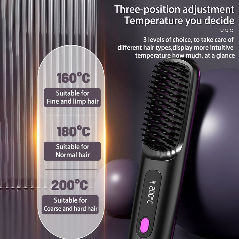 2 In 1 Straight Hair Comb Wireless Hair Straightener Brush Hair Fast Heating Portable Hot Curler USB Charging f0425057-8c54-4e90-b01d-14109d9f00ac