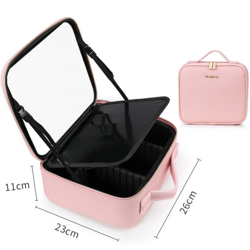 Smart LED Cosmetic Case With Mirror Cosmetic Bag Large Capacity Fashion Portable Storage Bag Travel Makeup Bags - NOMAN STORE LLC