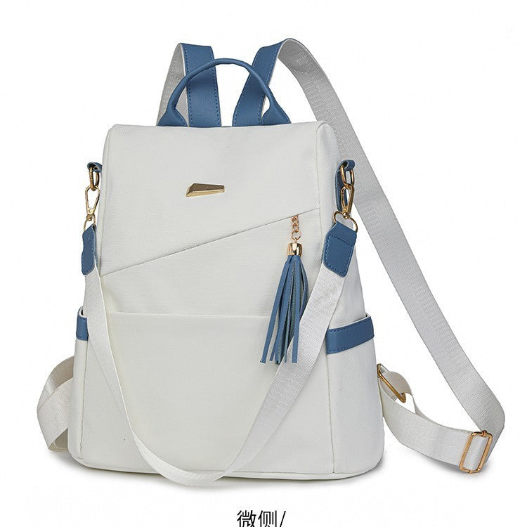 Oxford Cloth Stitching Women'S Backpack Anti-Theft Back Zipper Girls Schoolbag Casual Travel Double Shoulder Backpack f6d3ddf2-ee1e-45a1-9217-7081464dcc3b