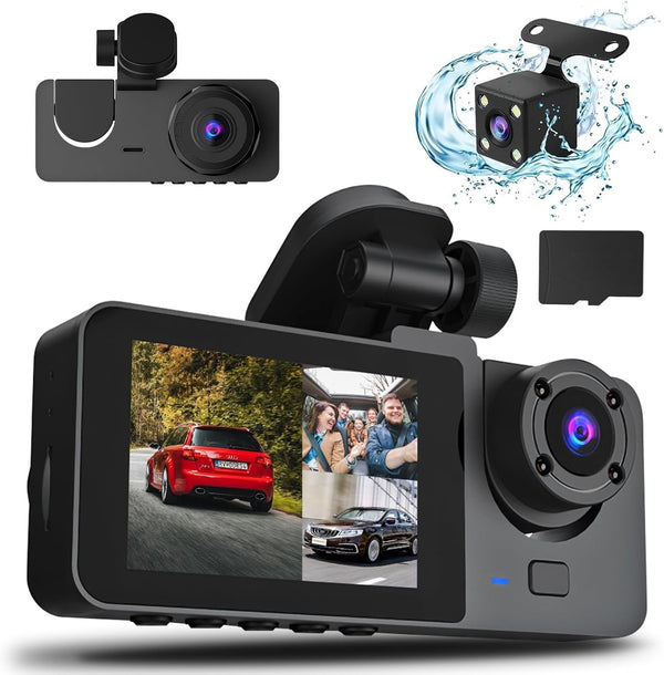 3 Channel Dash Cam, 1080P Dash Cam Front And Rear Inside, Three Way Dash Camera For Cars, Car Camera With 32GB Card, 24H Parking Mode, Loop Recording, Super Night Vision fb620af3-7ab1-46e1-a210-9365f7bb7c4a