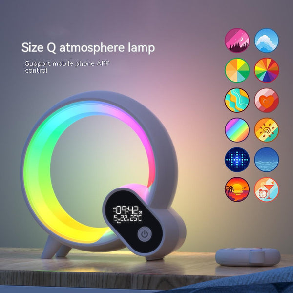 Creative Q Light Analog Sunrise Digital Display Alarm Clock Bluetooth Audio Intelligent Wake-up Q Colorful Atmosphere Light fc1298c3-8b03-4b7b-b9c5-12e0a61194c9_trans