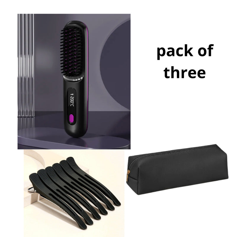 2 In 1 Straight Hair Comb Wireless Hair Straightener Brush Hair Fast Heating Portable Hot Curler USB Charging fe8e2fc2-1cb9-48a2-91e0-d2aa24e3599a